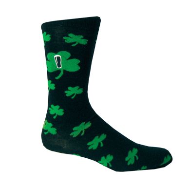 black Guinness socks featuring a shamrock print with a pint graphic from O'Neills