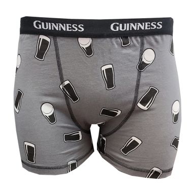 Black / Grey Guinness Boxer & Socks Set featuring pint prints from O'Neills