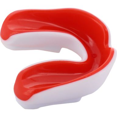White and red mouthguard with a gel coated interior from O'Neills
