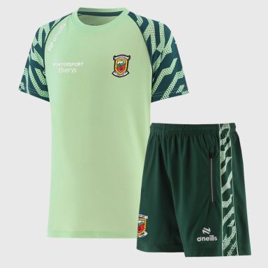 Bottle O’Neills Kids' Mayo GAA Electro Two Piece Set including Short Sleeve T-Shirt and Shorts.