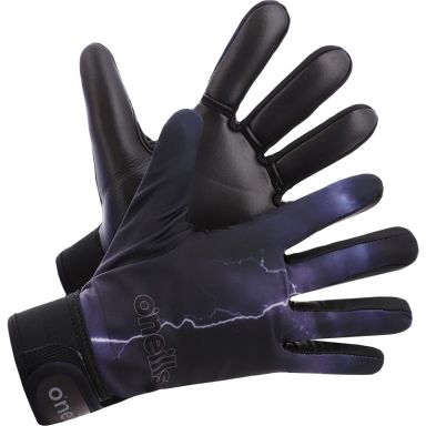 Black GAA gloves with Velcro strap fastening and latex palm by O’Neills.