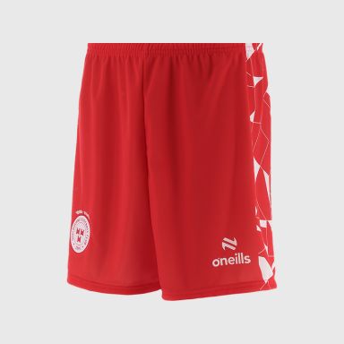Red / White O’Neills Shelbourne F.C. Men's Home Shorts.