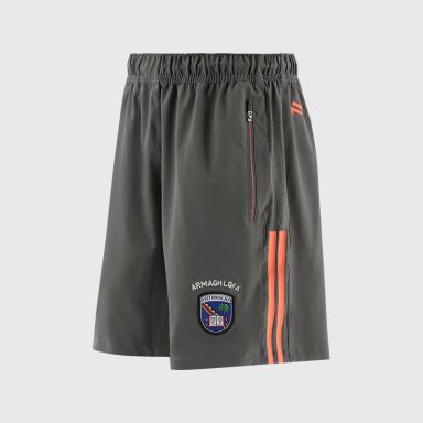 O'Neills Armagh LGFA Kids' Hydra Woven Leisure Shorts Dark Grey / Orange