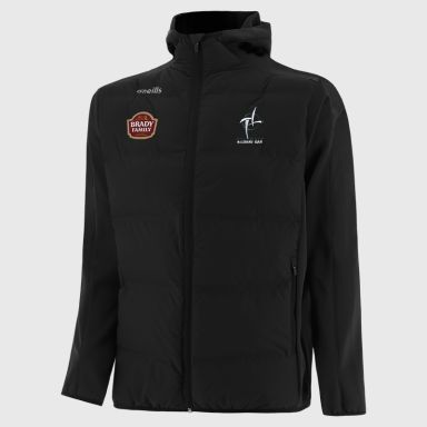 Kildare GAA Kids' Hydra Lightweight Hooded Padded Jacket Black | O’Neills 