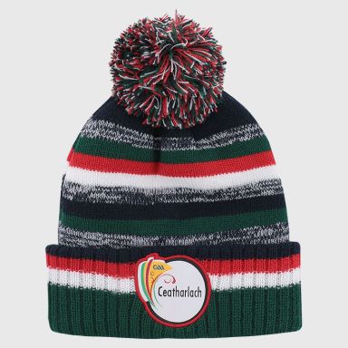 Carlow GAA Adult's Hydra Knitted Bobble Hat Marine / Red from O’Neills 