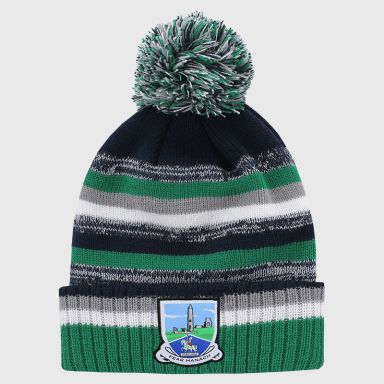 Fermanagh GAA Kids' Hydra Knitted Bobble Hat Marine / Green / Grey from O’Neills
