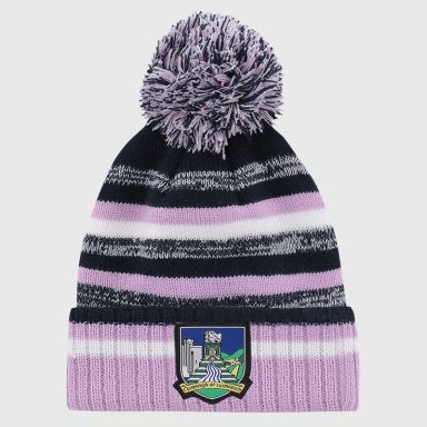 Limerick GAA Adults Hydra Knitted Bobble Hat Marine / Pink / White from O’Neills