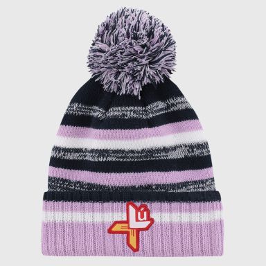 Louth GAA Adults Hydra Knitted Bobble Hat Marine / Pink / White from O’Neills