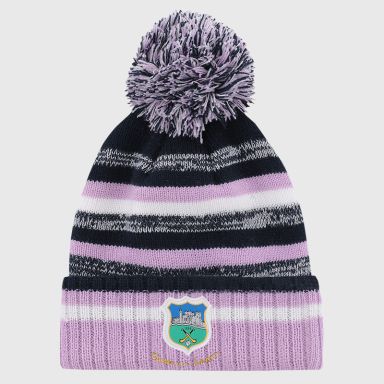 Tipperary GAA Adults Hydra Knitted Bobble Hat Marine / Pink / White from O’Neills
