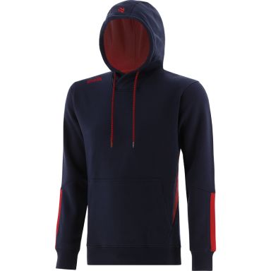 Marine and Red Men's Jenson Pullover Fleece Hoodie with pouch pocket by O’Neills.