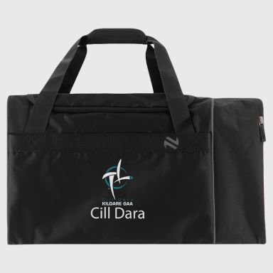 Black Kildare GAA Kent Holdall Bag with zip compartments and removeable shoulder strap by O’Neills.