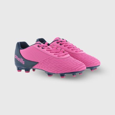 Pink and Black O’Neills Meteor football boots with moulded studs and Laced closure by O’Neills.
