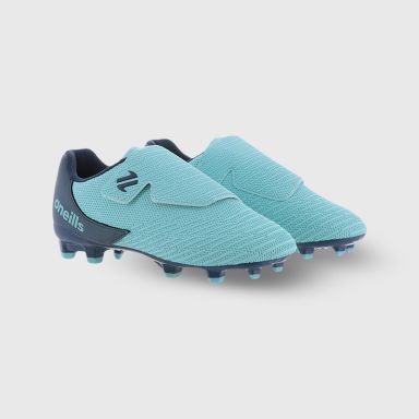 Blue O’Neills Meteor Junior football boots with moulded studs and Velcro closure by O’Neills.