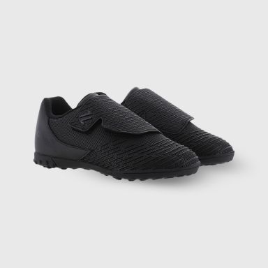 Black O’Neills Meteor Kids' Astro Turf Football boots with Velcro closure by O’Neills.
