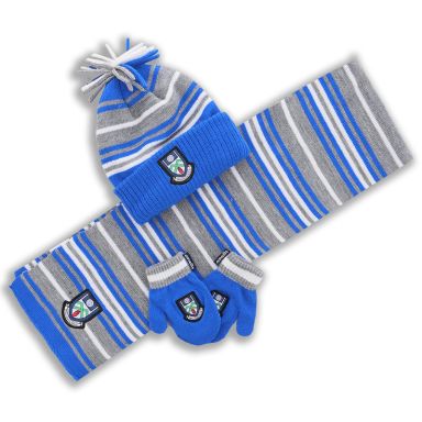 Monaghan Kids' Alex Hat, Scarf and Glove Set Marine / Royal / White