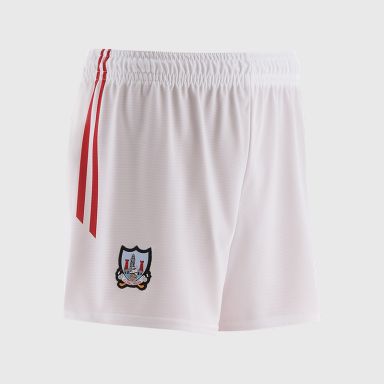 White Cork GAA Home Shorts with stripe detail on leg by O’Neills.