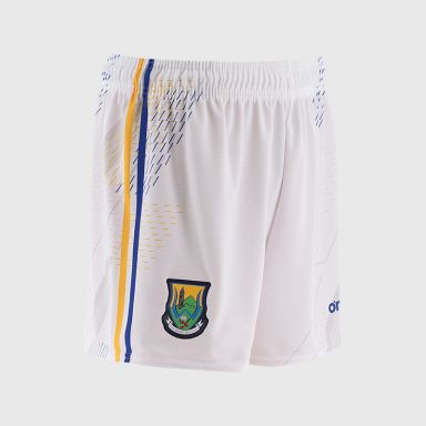 White Wicklow GAA Men's Home Shorts with stripe detail on leg by O’Neills.