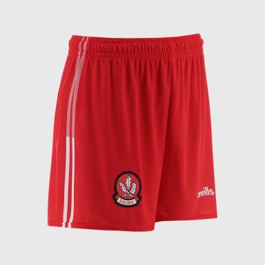 Red Derry GAA Home Shorts by O’Neills.