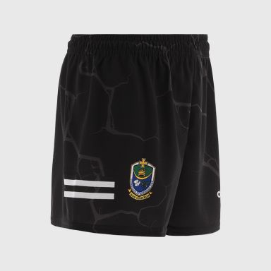 Black Roscommon GAA Men's Training Shorts with stripe detail on leg by O’Neills.