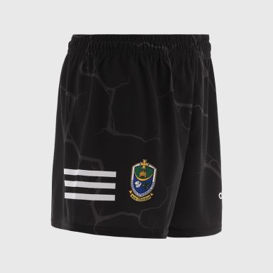 Black Roscommon GAA Men's Training Shorts with stripe detail on leg by O’Neills.