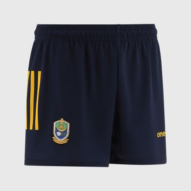 Navy Roscommon GAA Kids' Goalkeeper Shorts with stripe detail on leg by O’Neills.