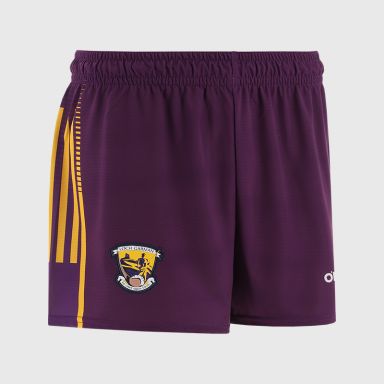 Maroon Wexford GAA Alternative Goalkeeper Shorts with stripe detail on leg by O’Neills.