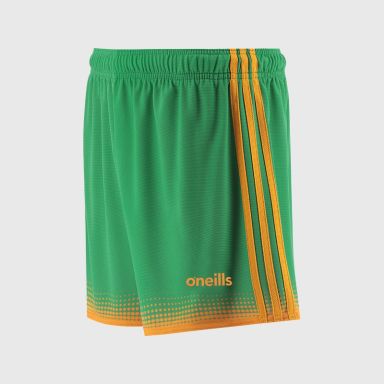 Kids' Green / Amber Nelson GAA shorts from O'Neills.