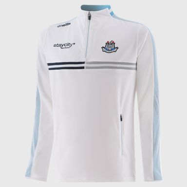 White Dublin GAA Kids' Nepal Brushed Half Zip Top from O'Neills