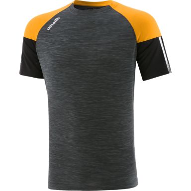 Black Men's t-shirt with crew neck and stripes on sleeves by O’Neills.