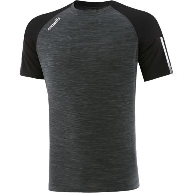 Black women's t-shirt with crew neck and stripes on sleeves by O’Neills