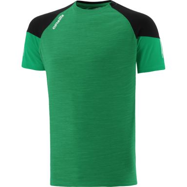 Green Men's  t-shirt with crew neck and stripes on sleeves by O’Neills.