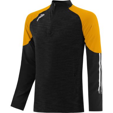 Black Men's brushed half zip top with zip pockets and stripes on sleeves by O’Neills.