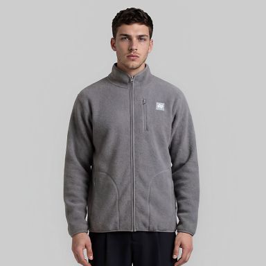 Grey O’Neills Men’s Pinnacle Full Zip Sherpa Fleece Jacket with funnel neck and chest pocket