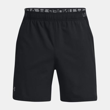 Black Men's Under Armour UA Vanish Woven 6" Shorts with branded waistband from O'Neills.