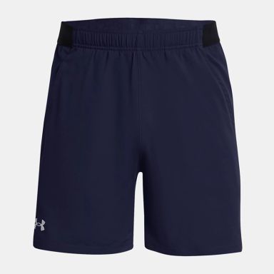 Navy Men's Under Armour UA Vanish Woven 6" Shorts with branded waistband from O'Neills.