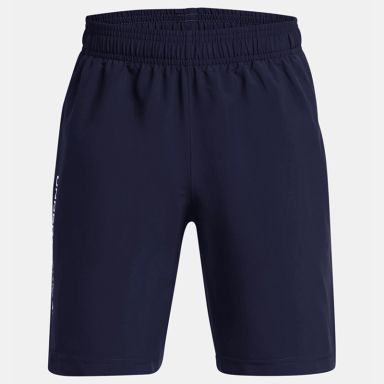 Navy Kids' Under Armour UA Woven Wordmark Shorts from O'Neills.
