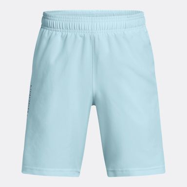 Light blue Under Armour Kids' UA Tech™ Woven Wordmark Shorts from O'Neills