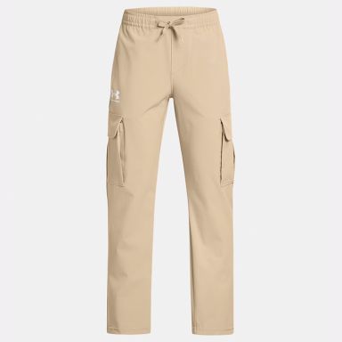  Khaki / White Under Armour Kids' UA Big Icon Woven Pant City from O'Neills.