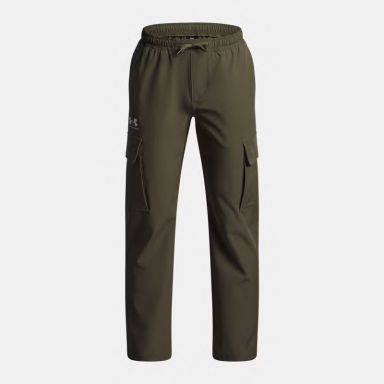 Green and white Under Armour Kids' UA Big Icon Woven Pant City from O'Neills