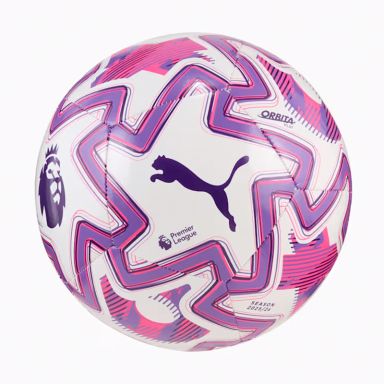 White purple and pink PUMA Orbita Play Premier League Brilliance Football from O'Neills