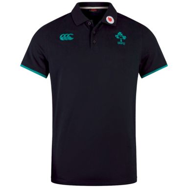 Black Men's Canterbury Ireland Rugby IRFU 2024/25 Team Polo Shirt from O'Neills