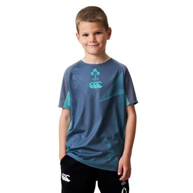 Kids' Blue Canterbury Ireland Rugby IRFU 2026 Superlight Training T-Shirt from O'Neills.