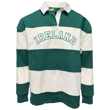 Green and Cream Lansdowne Ireland Striped Long Sleeve Polo Shirt from O'Neills.