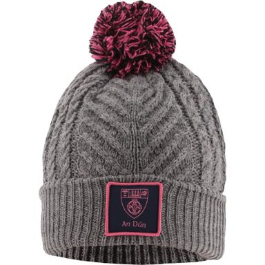 Grey and pink Down GAA Ruby Bobble Hat Grey with county crest by O’Neills.