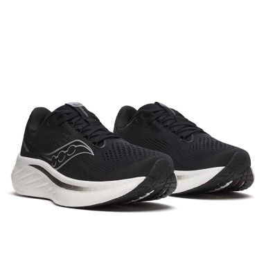 Black and White Saucony Women's Ride 18 Running Shoes from O'Neills