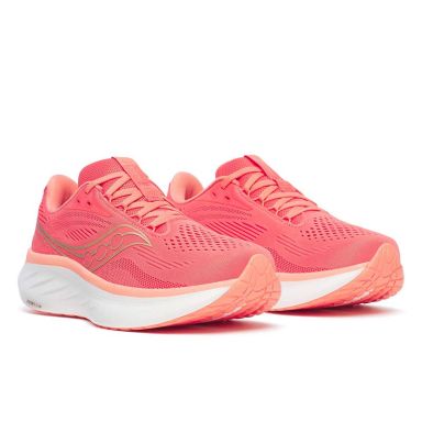 Pink and White saucony Women's Ride 18 Running Shoes from O'Neills