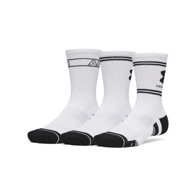 Under Armour UA Performance Tech 3 Pack Crew Socks White / Ultimate Black