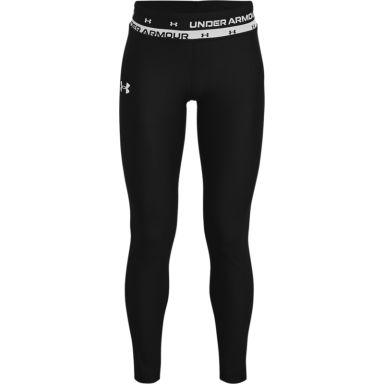 Black Under Armour kids' girls leggings with mesh panels from O'Neills.