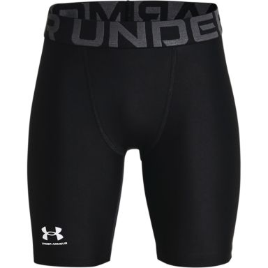 Black Under Armour kids' base layer shorts with elastic waistband from O'Neills.