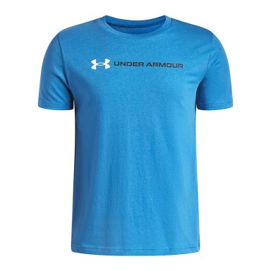 Kids' Blue Under Armour UA Logo Wordmark T-Shirt from O'Neills.